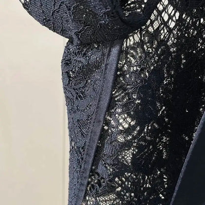 Black Lace Long Sleeve Open Front Casual Party Outerwear Single Breasted Women New Autumn 2026 hot-Selling CPG5745