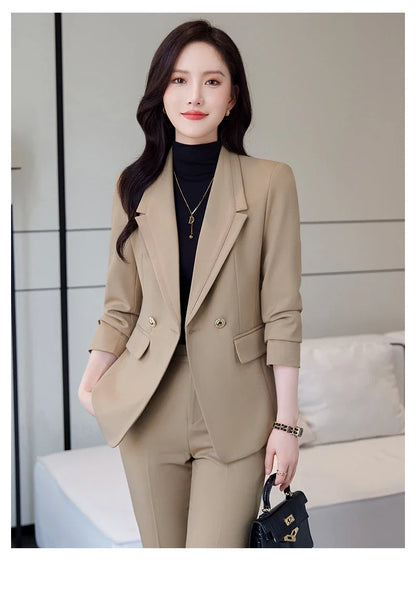 Professional Long-Sleeved Trouser Suits for Women, Fashionable Trousers, High Quality, Show, Elegant, New, Autumn and Winter