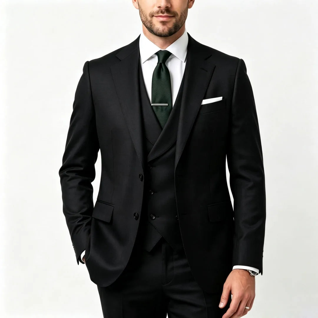 Men Suit Grass Green 3 Pieces With Lapel Solid For Wedding Groom Birthday Banquet Party Business Work Office Jacket Vest Pants