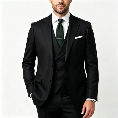 Men Suit Grass Green 3 Pieces With Lapel Solid For Wedding Groom Birthday Banquet Party Business Work Office Jacket Vest Pants