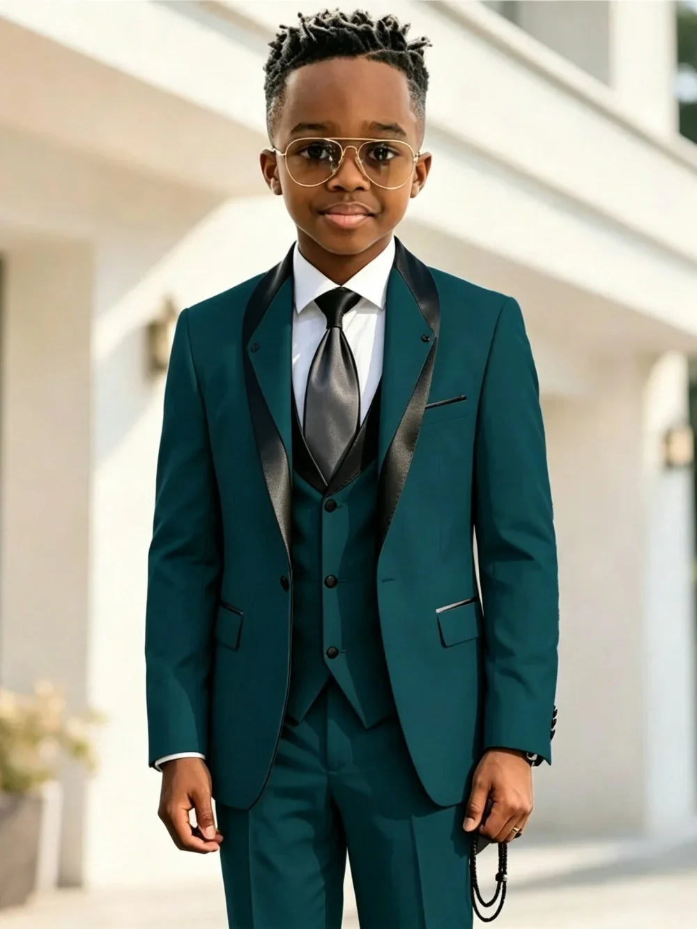 Handsome Boys Slim Fit Suits 3 Pieces Christmas Party Wear High Quality Kids Formal Suit Set Wedding Ring Bearer Outfit 2-20T
