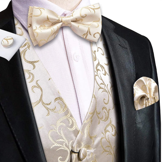 Men's Waistcoat Set with Tie, Bowtie, Hanky & Cufflinks — Multi-Color Formal Vest for Wedding & Office