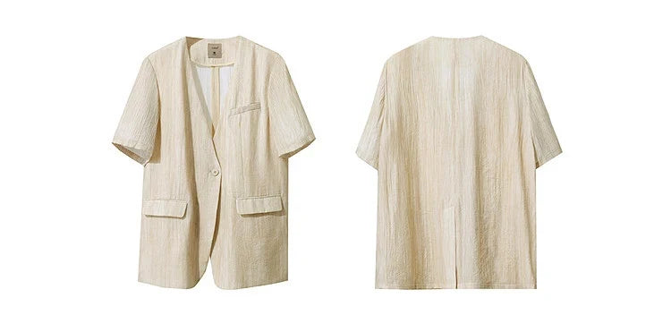 Women's Jacket 2026 Summer New Loose Casual V-neck Single Button Blazer Separate Versatile Wide-leg Women Trousers 12621092