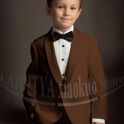 Chic Suits for Boy Cute Shawl Lapel One Button Blazer with Pants Party Costume Wedding Tuxedos 2 Piece Fashion Kids Clothes