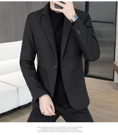 Blazer Men's Business Gentleman Wedding Fashion Best Man Solid Color Slim Fit Casual Mink Velvet with Cotton Thickened Blazer