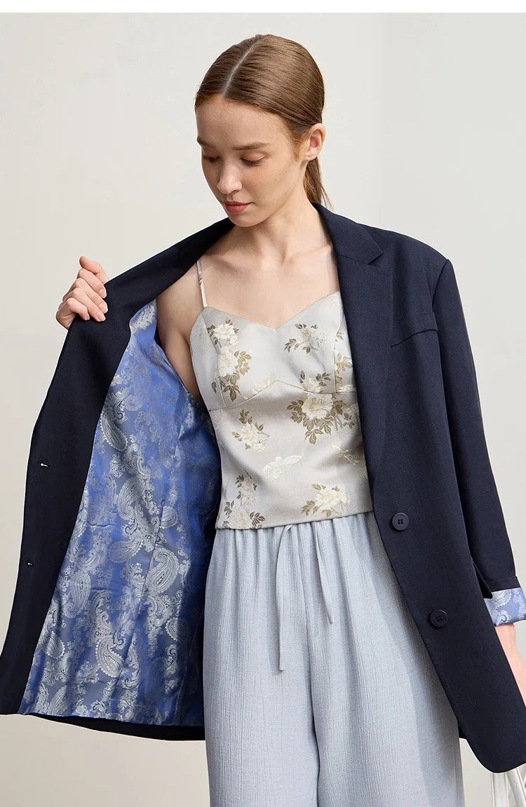 Women's Jacket 2025 Autumn New Commuter Elegant Solid Loose Top Women Long Sleeves Single Breasted Blazer Ladies 12553060