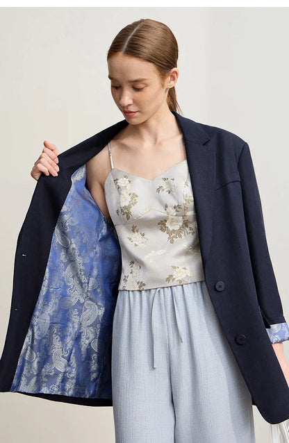 Women's Jacket 2025 Autumn New Commuter Elegant Solid Loose Top Women Long Sleeves Single Breasted Blazer Ladies 12553060