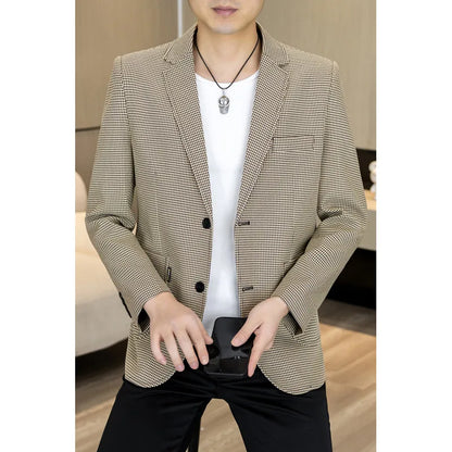 Men's Smart Casual Blazer Single Breasted Slim Fit Solid Color Spring Autumn Jacket