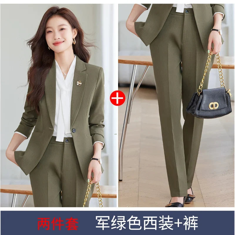 2026 Professional Womens Autumn and Winter New Two-Piece Long-Sleeved Suit + Trousers. Fashion Boutique Suit