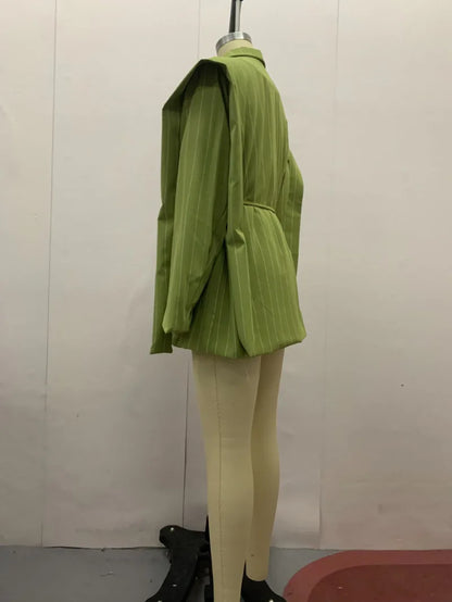 Spring Autumn New Women Blazer Turn-down Collar Long Sleeve Lace-up Waist Cinching Elegant Fashion Office Lady Coat HK16723