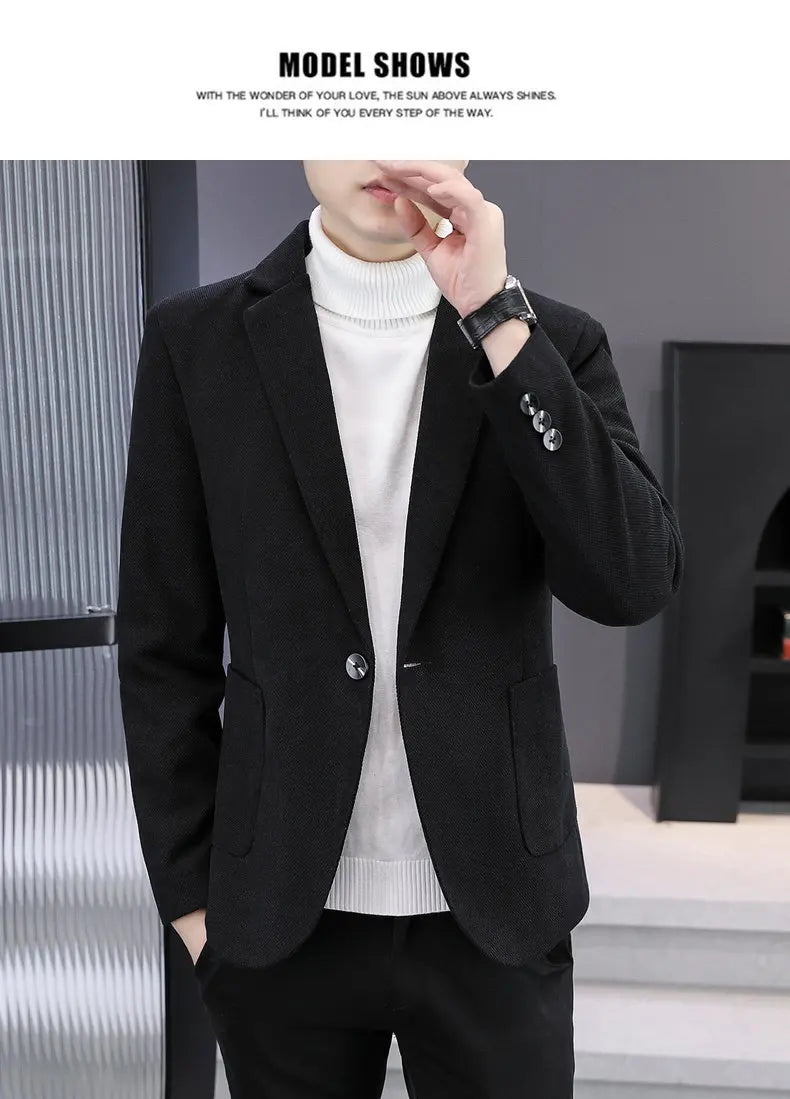 Blazer Men Fashionable Outdoor Wedding Versatile Slimming and Casual Korean Version Golden Mink Velvet Velvet and Cotton Blazer