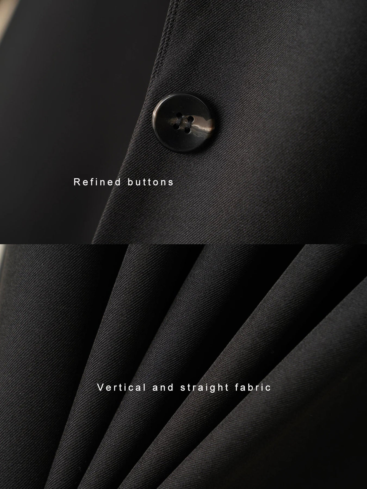 Elegant mid-length black womens blazer for autumn and winter simple one-button design with a slimming drape effect suitable for commuting