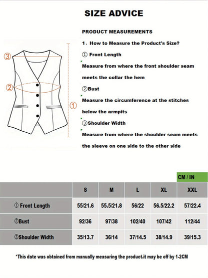 Single-Breasted V-Neck Leather Vest for Women, Spring and Autumn Fashion, Short Pu Leather Vest for Commuting, Outerwear or Innerwear
