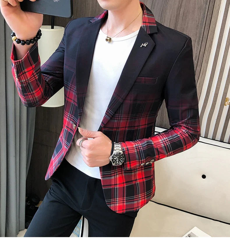 Men's Blazer Suit Jacket 2025 Spring New Fashion Korean Slim Suit Jacket Social Prom Dress Jacket Men's High Quality Clothing