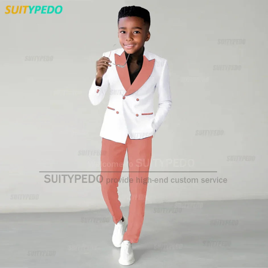 Fashion Children Suit Sets Luxury Wedding Party Flower Boys Slim Fit Costumes Graduation Ceremony Formal Blazer Pants Two Pieces