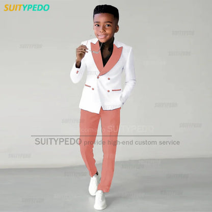 Fashion Children Suit Sets Luxury Wedding Party Flower Boys Slim Fit Costumes Graduation Ceremony Formal Blazer Pants Two Pieces