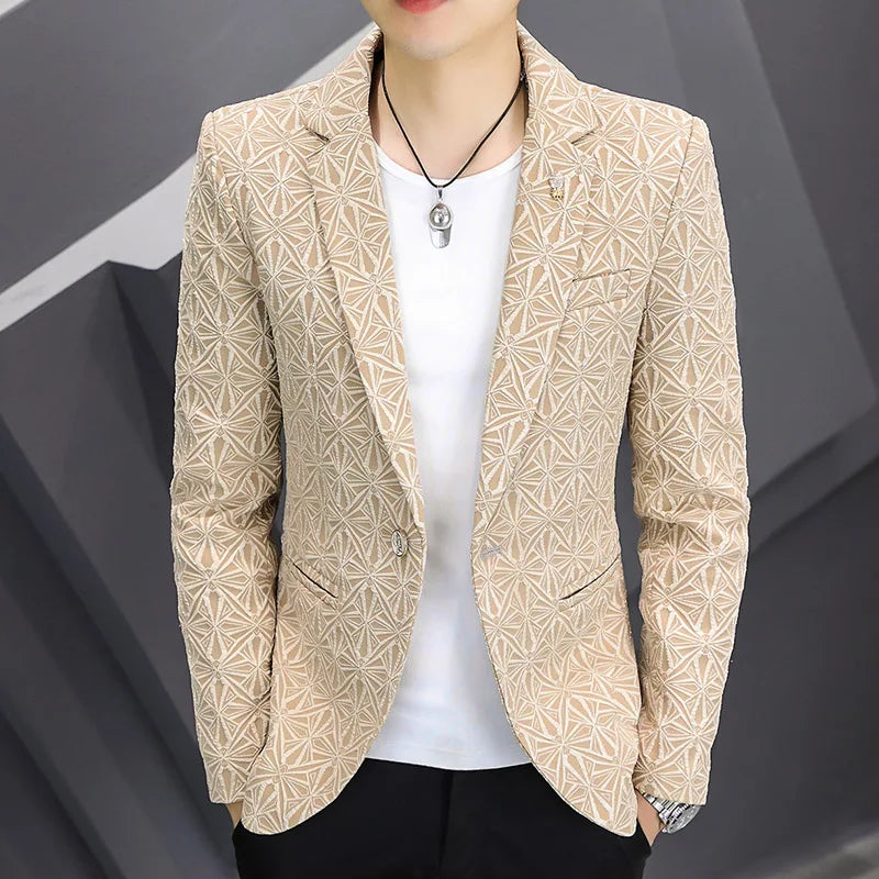 Blazer Men's Fashion Outdoor Travel Gentleman Wedding Slimming Business Versatile Trendy Casual Korean-style Formal Wear Blazer
