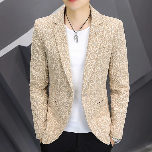 Blazer Men's Fashion Outdoor Travel Gentleman Wedding Slimming Business Versatile Trendy Casual Korean-style Formal Wear Blazer