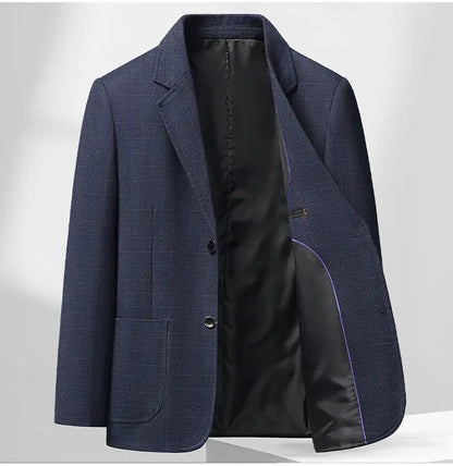 Men's Smart Casual Blazer Single Breasted Checkered Suit Jacket