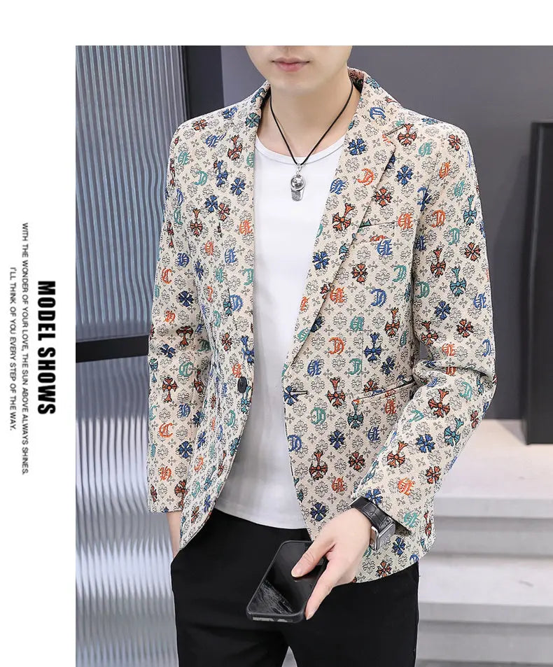 Blazer Men's Fashion Outdoor Travel Gentleman Wedding Slimming Business Versatile Trendy Casual Korean-style Formal Wear Blazer
