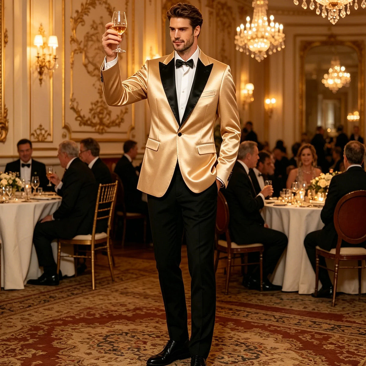 Luxury Satin Men's Tuxedo Blazer Black Peak Lapel One Button Slim Fit Suit Jacket Formal Business Casual Suit For Wedding Party