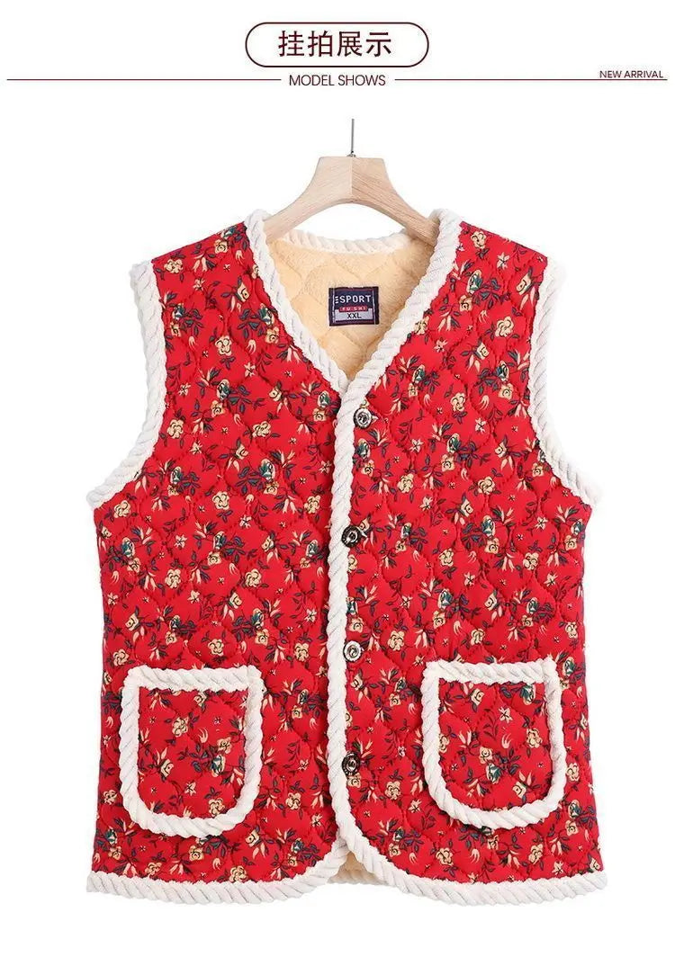 Fashion Thicken Fleece Jacket Women's Vest Open Cardigan Outerwear Loose Autumn Winter New Cotton Waistcoat