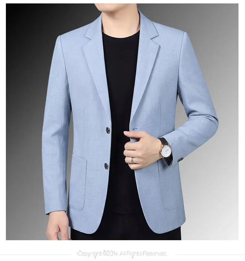 30% Linen Blazer - Stylish Business Formal Men's Suit with Gentleman British Style Trendy Breathable and Versatile Casual Blazer