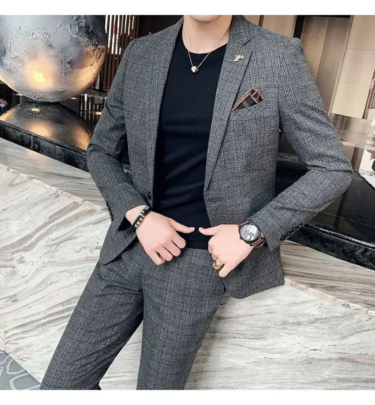 Men's Hemp Linen Suit (Blazer + Pants) – Smart Casual British Style for Business, Wedding & Everyday Wear