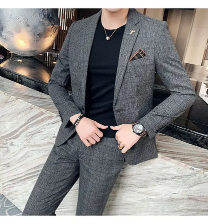 Men's Hemp Linen Suit (Blazer + Pants) – Smart Casual British Style for Business, Wedding & Everyday Wear