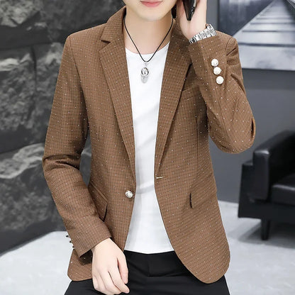 Blazer Men's fashion outdoor travel gentleman wedding Slimming Business versatile Trendy Casual Korean-style formal wear Blazer