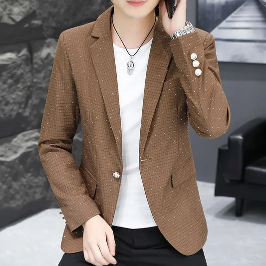 Blazer Men's fashion outdoor travel gentleman wedding Slimming Business versatile Trendy Casual Korean-style formal wear Blazer