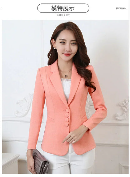 Fashion Women Blazers Jackets Work 2025 Office Lady Suit Slim Single Breasted Business Female Blazer Coats Formal Veste Femme