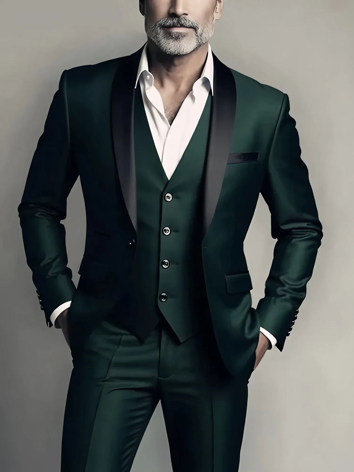 Veste Gilet Pantalon Couleur Unie Costume Homme Formel Business Bureau Marié Mariage Fête Blazer Gilet Pantalon Smoking
