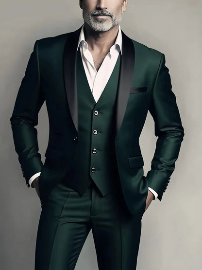 Veste Gilet Pantalon Couleur Unie Costume Homme Formel Business Bureau Marié Mariage Fête Blazer Gilet Pantalon Smoking