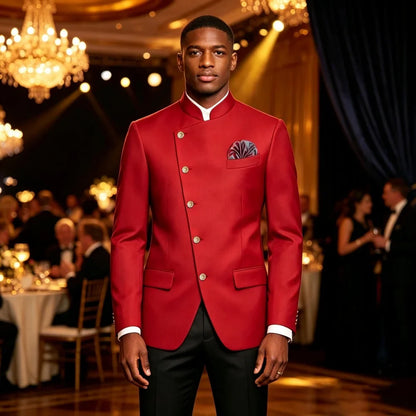 Single Breasted Wedding Suit Jacket For Men 1 Piece Stand Collar Slim Fit Fashion Blazer Prom Banquet Formal Business Outerwear