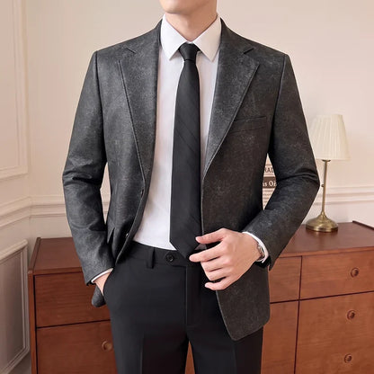 Men's Smart Casual Blazer Single Breasted Slim Fit Full Sleeve Business Formal Jacket