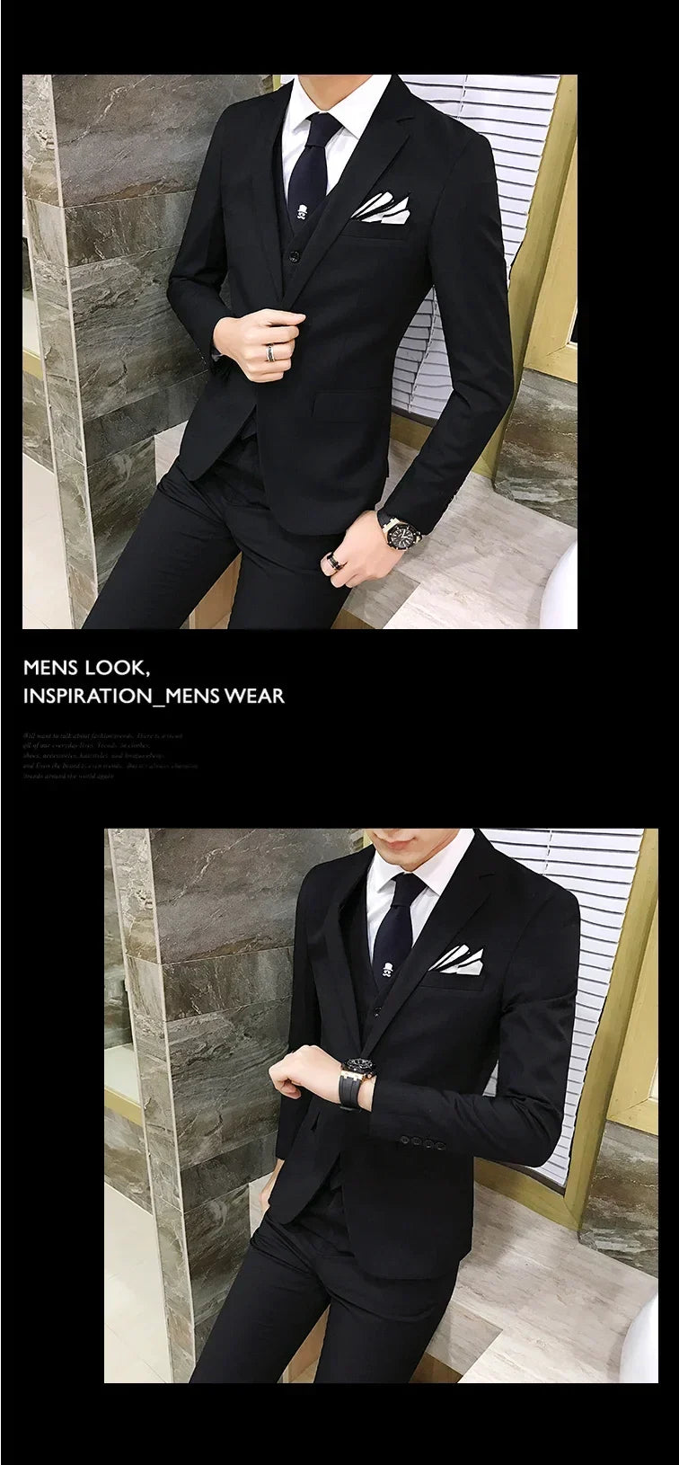 Men's Slim Fit 3-Piece Suit – Blazer, Vest & Pants for Business, Wedding & Smart Casual Wear