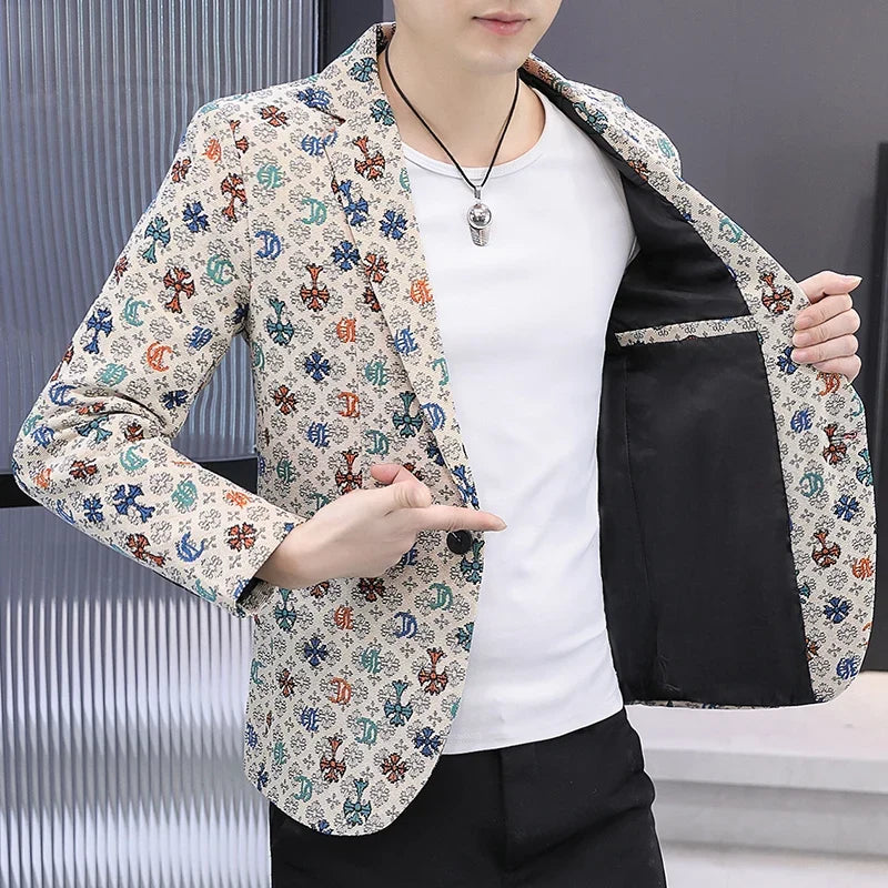 Blazer Men's Fashion Outdoor Travel Gentleman Wedding Slimming Business Versatile Trendy Casual Korean-style Formal Wear Blazer