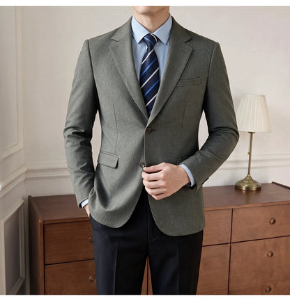 Men's Blazer Retro Texture Smart Casual Suit Lightweight Business Commuter Jacket