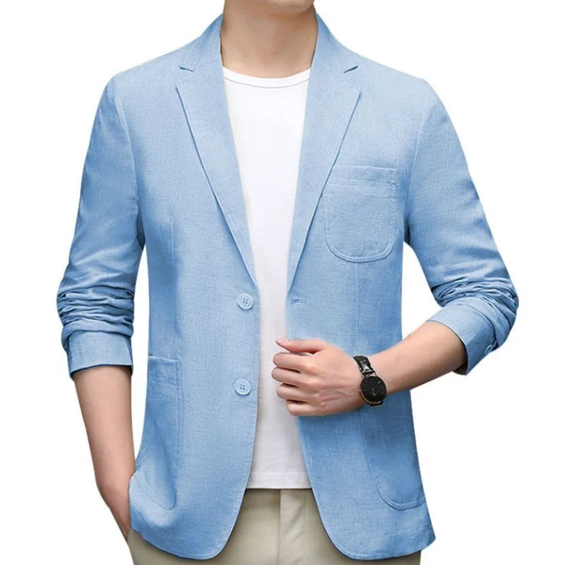 Solid-color Linen Blazer - Men's Fashionable, Business-appropriate, Versatile, Comfortable, Lightweight and Breathable Blazer