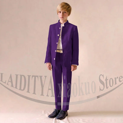 Chic Linen Boy Suits Fashion Stand Collar Single Breasted Blazer with Pants Formal Wedding Tuxedo Daily Casual Kids Clothes