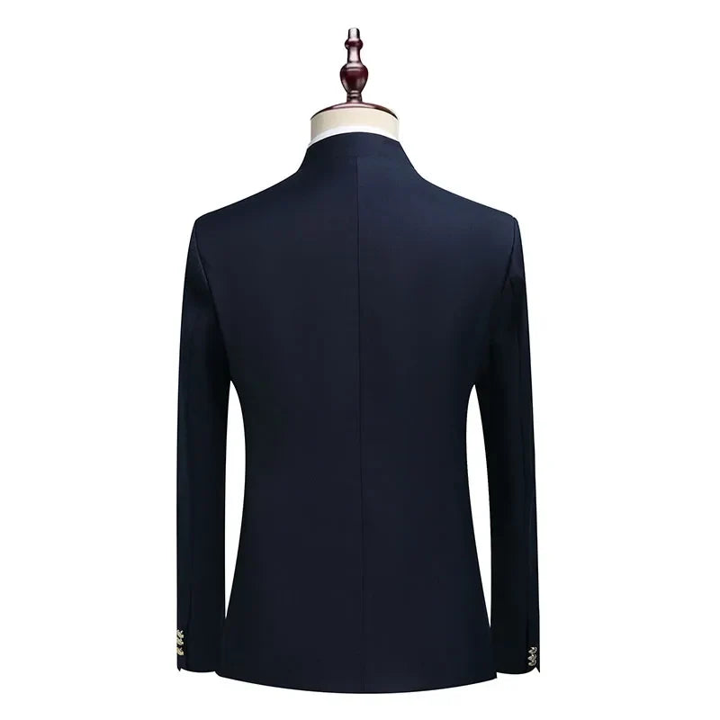 Suit (Blazer+ Pants) Men's Fashion Gentleman Business Outdoor Standing Collar Gentleman Wedding Work Casual MAO Suit