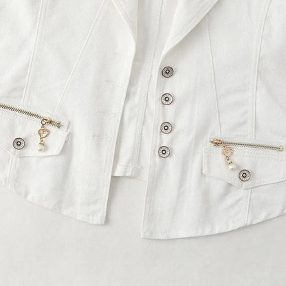 New White Denim Vest Women Waistcoat Slim Short Cowboy Sleeveless Jacket Casual Jeans Vests Female Outerwear Chaleco Mujer