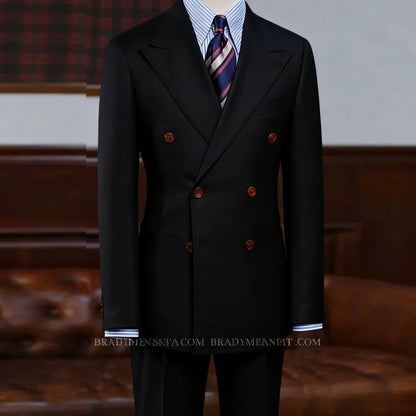 Men's Brown Double Breasted Terno 2-Piece Suit Jacket And Pants Classic Formal Occasion Business Wedding Men Clothing