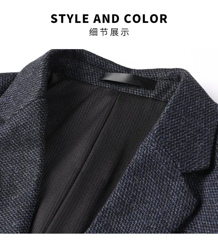 Men's Smart Casual Blazer Single Breasted Blue Autumn Winter