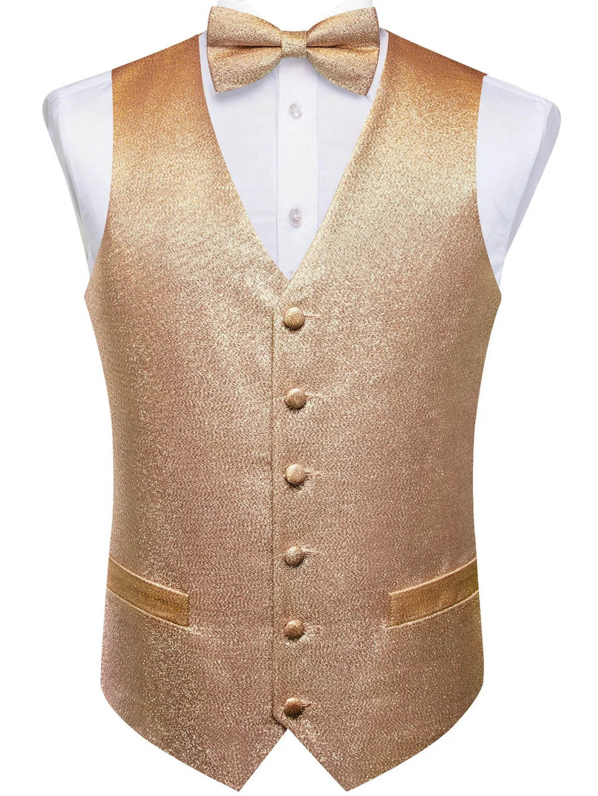 Men's Glitter Vest and Bow Tie Set – Slim Fit Formal Waistcoat for Weddings, Prom and Evening Occasions