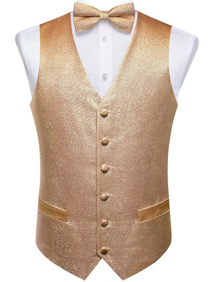 Men's Glitter Vest and Bow Tie Set – Slim Fit Formal Waistcoat for Weddings, Prom and Evening Occasions