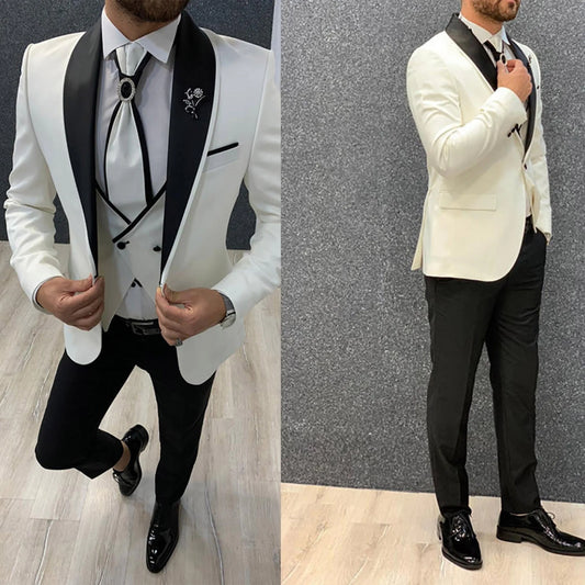 New Style Men's Suit 3 Pieces Blazer Pants Single Custom Made Business Formal Work Wear Wedding Groom Plus Size Costume Homme