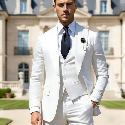 Men's 3-Piece Slim Fit Suit – Jacket, Vest & Pants for Weddings & Formal Events