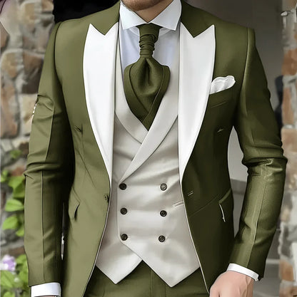 Costume de mariage pour homme à revers pointu de haute qualité coupe slim Vestes Col pointu croisé Carnavals hommes Le dernier
